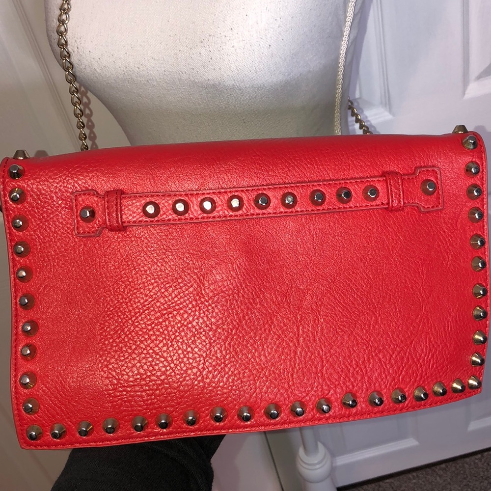 Red spike envelope clutch/ side purse